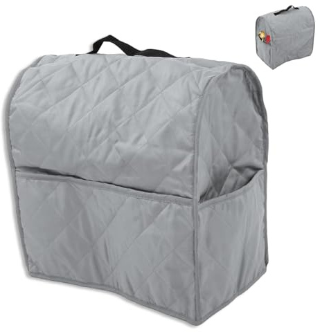 14.2x9.1x14.2inch Stand Mixer Cover, Protective Dust Cover for Kitchen Mixers, Anti Dirt Anti Scratches Carry Bag with Top Handle and Pockets for Kitchen Stand Aid Mixer (Grey)