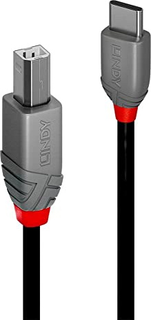 LINDY 3m USB 2.0 Type C to B Cable, Anthra Line