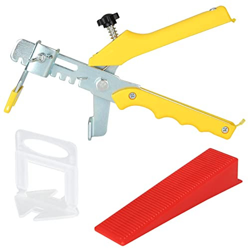 GOYADA 601 PCS Tile Leveling System 3mm, Tile Spacers Tiles Leveler Spacers, 500 PCS Tile Spacer Clips + 100 PCS Reusable Tile Level Wedges + 1 PCS Tile Leveling Pliers