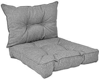 POKAR Loungekissen Stuhlkissen für Stuhl Rattanmöbel Gartenmöbel Kissen, 2er Set (1x Sitzkissen 60x60x10 cm + 1x Rückenlehne 60x40x10 cm), Grau