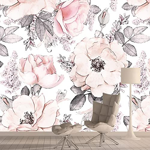 Vlies Fototapete Rosa Pflanzenblumen 3D Effekt Vlies Tapeten Wandtapete XXL Moderne Wanddeko Wohnzimmer Schlafzimmer Büro Flur 400 cm B x280 cm H