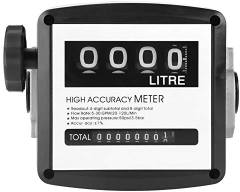 Medidor de Combustible Mecánico, 4 Medidores de Flujo de Aceite de Combustible Digital Contador de Flujo de Combustible con Pantalla Digital LCD para Medir Gasolina de Queroseno