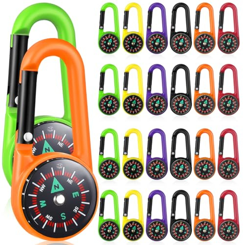 STOBOK Mini Kompass mit Karabinerhaken Bunter Clip-on Compass Schlüsselanhänger Multifunktionaler Tragbarer Kompass Für Kinder Outdoor Wandern Camping Angeln Und Reisen