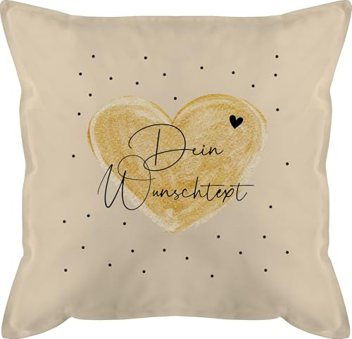 Kissen 50x50 - Aufdruck selbst gestalten - Dein Wunschtext I Geschenk personalisiert Weihnachten I Vatertag I Muttertag I Geburtstag - 50 x 50 cm - Beige Natur - pärchenkissen muttertagskissen