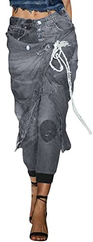 FNKDOR Low Waist Jeans Damen Straight Leg Jeans Ausgefallene Gerade Jeans 7/8 Länge Caprijeans mit Knopfleiste