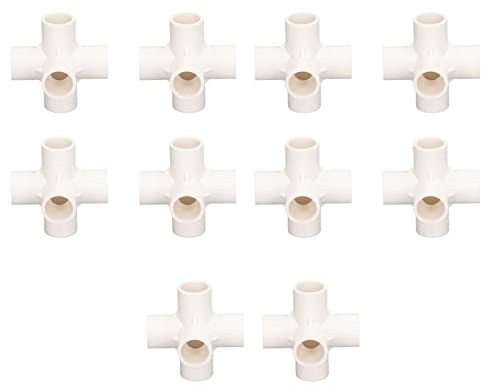 Codo para Muebles, 10 Piezas Accesorios Laterales de 5 Vías Conexión de Tubería de PVC Conector de Tubería de Codo Tridimensional de ángulo Recto de 20 Mm de 5 Vías (Blanco)