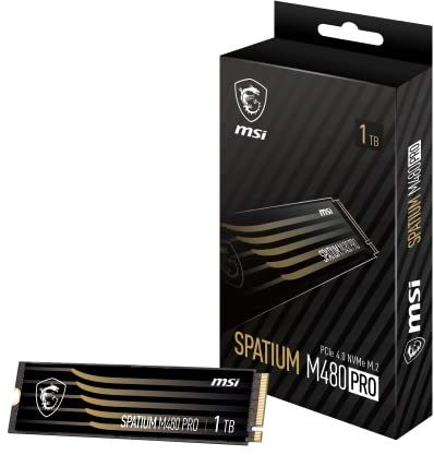 MSI Gaming SPATIUM M480 PRO PCIe 4.0 NVMe M.2 1TB Internal SSD (PCIe Gen4, NVMe 1.4, M.2 2280, Read 7400 MB/S, Write 6000 MB/S, 1TB)