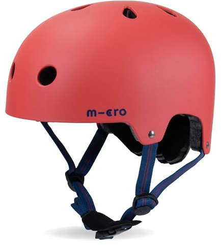 Micro Scooter | Bike/Scooter Deluxe Kids Helmet | Kids Bike Accessories | LED Rear Light | Protective Chin Strap | Inner Padding | Adjustable Strap & Sizing Wheel | Small (48-54cm) | Red