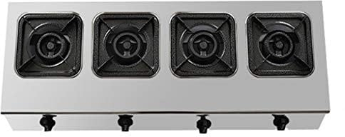 gas hob glass gas hobStainless steel commercial gas stove 3/4/6/8 burners(Color:NG,Size:4)
