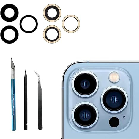 Mingxiong 3Pcs/Set 13 Pro/13 Pro Max Rear Back Camera Glass Lens Replacement for iPhone 13 Pro/iPhone 13 Pro Max Camera Glass Lens Replacement + Repair Tool Kit Set,Anti-Lens Scratch | Sapphire 13Pro Rear Back Camera Lens for iPhone 13 Pro,13 Pro Max Back Camera Lens for iPhone 13ProMax with Repair Tool Kit