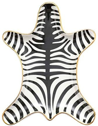 LYOFOX Zebra dekoratives Schmucktablett, Verlobung, Hochzeit, Geburtstag, Valentinstag, Geschenke für Frauen, vergoldet, 15 cm, Gold (schwarz)