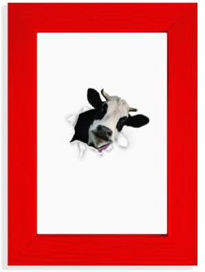 Marco de fotos de papel rojo con diseño de vacas lecheras