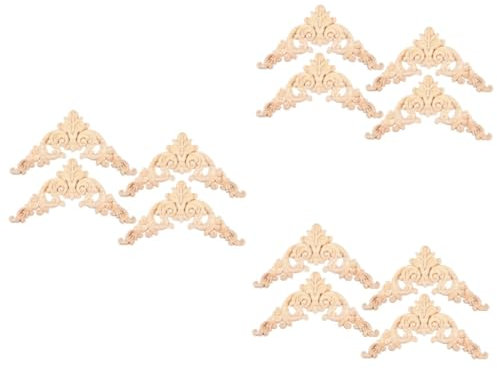 OSALADI 3er-set Geschnitzte Holz-onlays Für Wohnkultur-möbel Im Japanischen Stil Aufkleber-möbel-onlays Für Tür- Und Wandschränke 4 Stück * 3