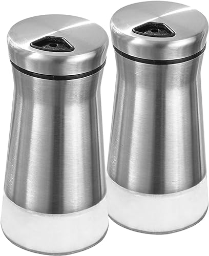 WSAMJIN 2 Piezas Botes Especias, Juego de Salero y Pimentero de Acero Inoxidable Molinillo Especias con Orificios Ajustables Saleros de Cocina para Hierba, Especia, Cocina, Barbacoa al Aire Libre