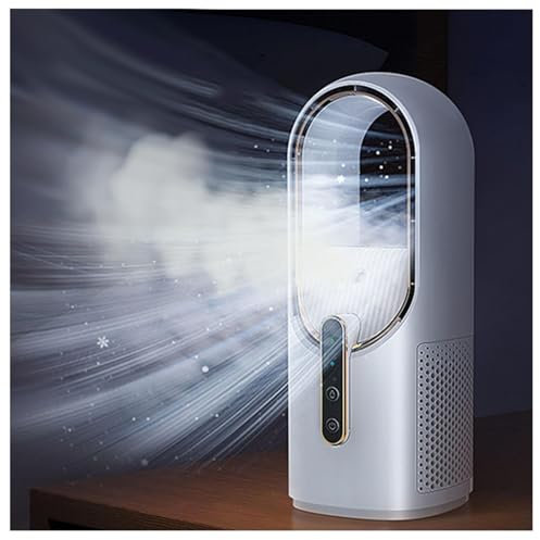 HAZARA Ventilateur Colonne Sans Pale, Rechargeable Par Usb,Avec Humidificateur Ventilateur Tour Humidification De L'Air Ventilateur De Bureau, Plus SûR Pour Les Enfants