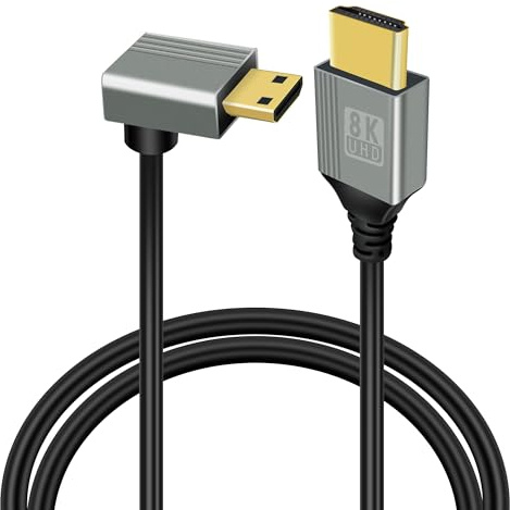 GELRHONR 1M 8K Mini-HDTV-zu-HDTV-Kabel, Mini-Stecker-zu-Stecker, 48 Gbit/s, unterstützt 8K@60Hz Video4K@144Hz für Kamera, Camcorder, Laptop, UP Angle