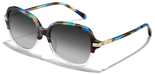 AVAWAY Groß Vintage Fashion Polarisierte Sonnenbrille für Damen Frauen Retro UV-Schutz Übergröße Damenbrille für Fotografie Wandern Reisen Fahren Kategorie 3 Acetat Rahmen