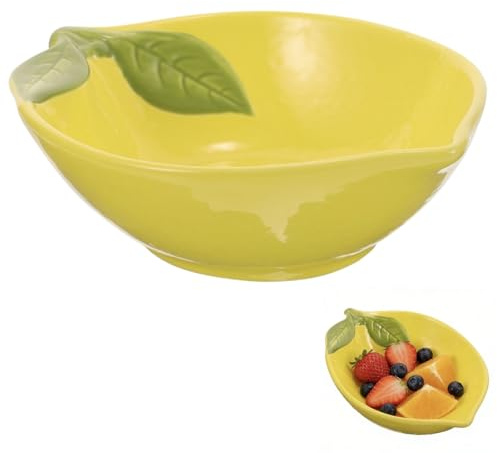Zerodeko Keramik Zitronen Schale 17,5cm Kreative Salatschüssel Gelb Niedliche Obstschale Geschirr für Dessert Snacks Nüsse Sommerliche Dekoschale Servierteller