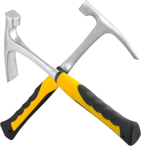 ZEONHEI 2 Pack 32oz Brick Hammers, Flat Head Rock Pick Hammers, Geological Slate Hammer for Outdoor Mining, Prospecting