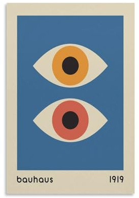 Bauhaus-Ausstellungsposter, Bauhaus-Kunstdruck, geometrische Augen, Kunstdruck, 7 Kunstwerke, Leinwand-Poster, Wandkunstdrucke, moderne Dekoration, 50 x 75 cm