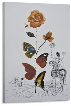 Salvador Dali – Kunstposter – Die Schmetterlings-Rose, Kunstposter, Leinwand, Gemälde, Dekor, Wanddruck, Foto, Zuhause, moderne dekorative Poster, 50 x 75 cm