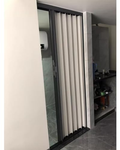 Schiebetür Falttür falttüren innentüren 203 cm hohe Falttür mit Aluminiumplatten und grauem Rahmen, abschließbare Falttür, interne Schiebetür für Schlafzimmer, Schrank, Küche, temporärer Raumteiler(96