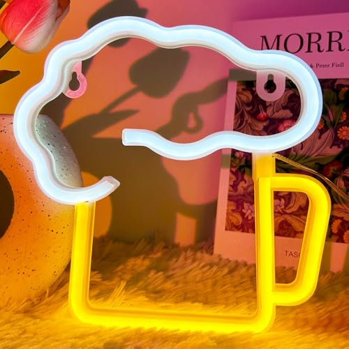 YIVIYAR Neon Zeichen Bier Glas LED Wandleuchten für Vater, Jungen, Schlafzimmer, Bar Party
