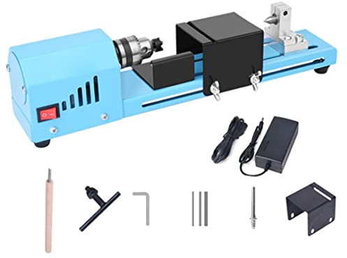 Macchina da tornio in legno mini tornio da 150 W Pollettiere DC 12-24V Benchtop per la creazione di asile da te, tornio da banco
