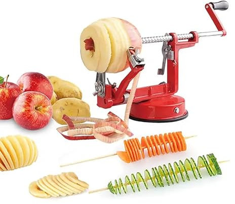 LIULIQ Pelador Y Cortador De Manzanas, Pelador Y Cortador De Manzanas De Acero Inoxidable con Potente Base De Succión Y Manivela para Frutas, Patatas O Verduras, Temporada De Recolección De Otoño