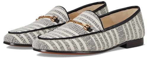 Sam Edelman Women's Loraine Loafer, Black/Natural Striped Linen, 7.5