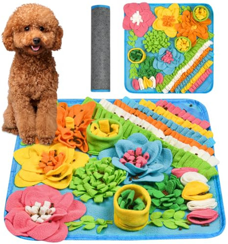 OSDUE Schnüffelteppich Hund, Futterschnüffel-Futtermatte, Hunde-Schnüffelmatte, Welpen-Trainingsmatte, Schnüffelspielzeug Interaktive Hundespielzeug, Hunde Spielteppich für Alle Hunderassen, 39 x 39CM