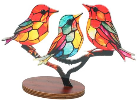 Cabilock Figurine Oiseau Colorée Acrylique avec Socle Décoration De Table pour Maison Bureau Et Ornement Et pour Intérieur
