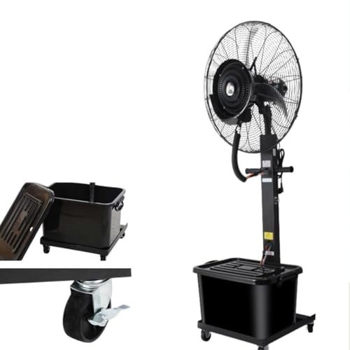 Genérico Ventilador de Pie con Agua Pulverizada, Ventilador Nebulizador Enfriamiento Evaporativo con Ruedas para Exteriores Eventos, Campings, Fábricas(65cm/26in)