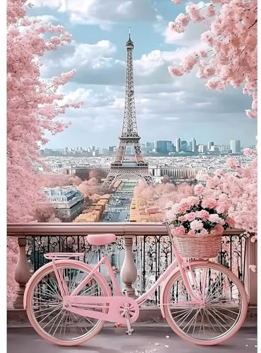 MXJSUA 5D Bicicletta Con Fiori Diamond Painting Kit Completo, DIY Pittura Diamante per Diamond Painting, Fai-da-te Diamond Painting Strass Ricamo a Punto Croce Decorazione per Casa 30x40cm