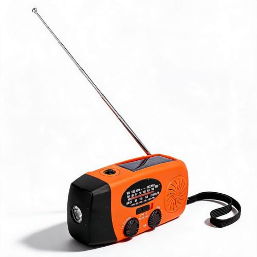 Notfallradio, Solarhand Crank Radio, NOAA AM FM Wetter, mit Mobiltelefonladegerät, LED Taschenlampe, SOS Alarm, für Notfälle Im Innenbereich Im Innenbereich (ORANGE)