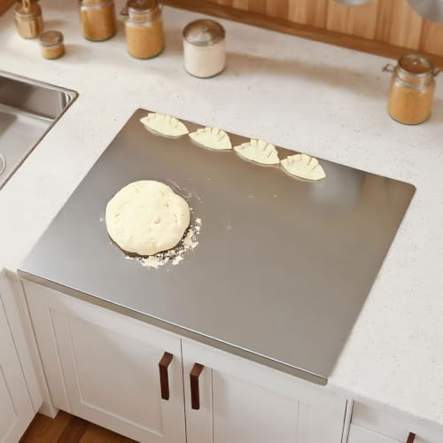 Planche à découper en acier inoxydable 304, 30 x 40 cm, planche à découper en métal, protection de plan de travail de cuisine, protection double face en acier inoxydable, planche à pétrir pour