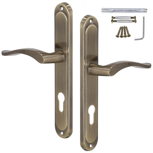 KOTARBAU® Türgriff Innentüren PZ Türklinke 72 mm Patina Türgriffe Langschild Türdrückergarnitur Zimmertürschloss Türbeschlag für Innentüren Türschloss Drückergarnitur mit Zylindereinsatz Classic