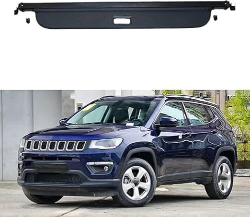 WEIQQI Coche Maletero Cubierta De Carga RetráCtil para Jeep Compass 2017 2024, Cubierta De Maletero Paquetes Tronco Carga Pantalla Retráctil para Maletero