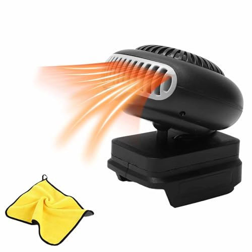 Battery Powered Space Heater, Battery Operated Heater For Indoors/Car/Camping, 360° Adjustable Quiet Car Window Defroster (Single)