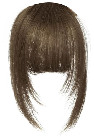 Extensiones de cabello humano con clip, de una pieza, con clip en el aire, extensiones de pelo humano a la moda, extensiones de cabello humano con clip, extensiones de pelo natural recto (marrón)