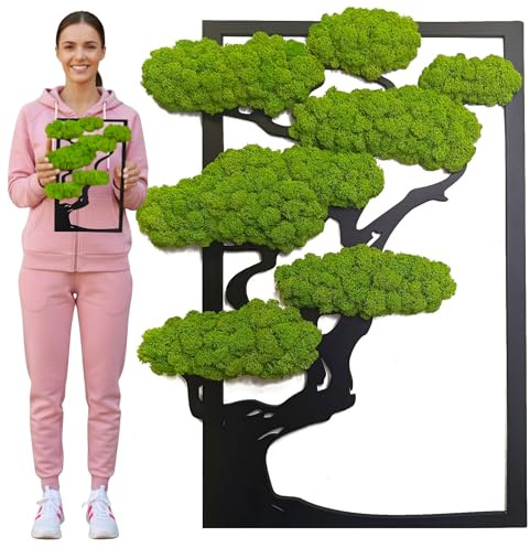 Scandinavian Moss Moosbilder in Form Eines Baumes - Schön Aussehender Wand Baum - Bringen Sie Leben Ihre Wohnung - Wandbild aus Natürlichen Rohstoffen und Deko Moos 18,5x29,5cm