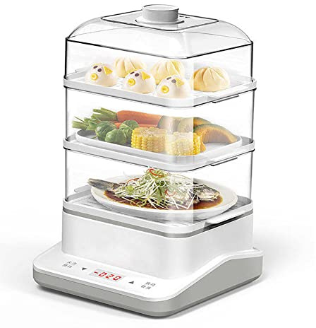 Vaporiera elettrica con touch screen, timer 24 ore, protezione anti-secco, per una cucina sana e preparazione dei pasti