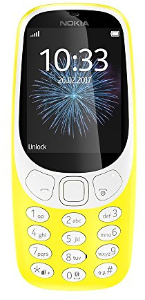 Nokia 3310 (2,4 Zoll Farbdisplay, 2MP Kamera, Bluetooth, Radio, MP3 Player, Dual Sim) gelb, 0.016