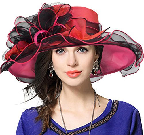 VECRY Damen Kirche Derby Kleid Fascinator Braut Mütze Britischer Tee Party Hochzeit Sonnenhüte (42b-Pink)