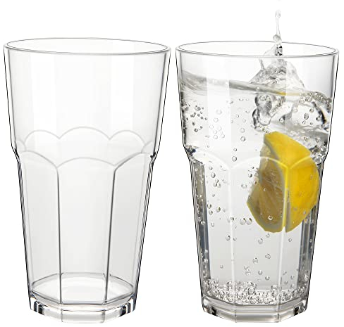 COOKY.D Vasos De Zumo De Agua Jarra De Cerveza Irrompibles De 340 Ml / 12 Oz Vasos Apilables De Plástico Tritan Sin Bpa Aptos Para Lavavajillas,Juego De 2