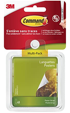 Command Poster-Strips selbstklebend, Vorteilspack, 48 kleine Klebestreifen, Weiß - Poster, Fotos, Plakaten, Kalendern oder Bilder ohne Rahmen Aufhängen