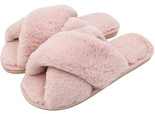 AONEGOLD Zapatillas De Estar por Casa Mujer Interior Felpa Antideslizante Slippers Warmer Pantuflas Invierno Interior Exterior Cómodas Zapatos(Rosa,Tamaño 38-39)