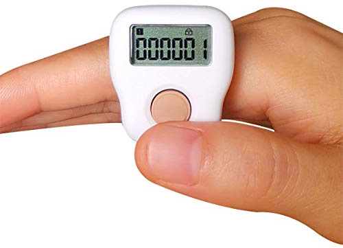 Arvakr Rechargeable Silent Finger Counter 6 Channels Digital Tasbih Tally Clicker with LED for Prayer Knitting Sports Gift White