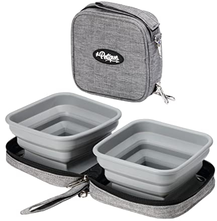 Portabowl - 2 en 1 Cuencos plegables ecológicos – Cuencos de viaje para perros, funda de viaje incluida – Ligeros y compactos - 100 % silicona de grado alimentario, sin BPA