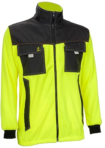 Safety Urgent URG-Y Polar Fleecejacke Professionelle Warnjacke schützende fleeceisolierte 300g/m2 Schutzjacke Mantel Taschen Herren Jacke Arbeitsjacke EN340 Gelb mit Schwarz (L)